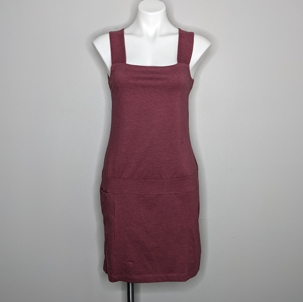 Square-Neck Knit Dress in Burgundy M